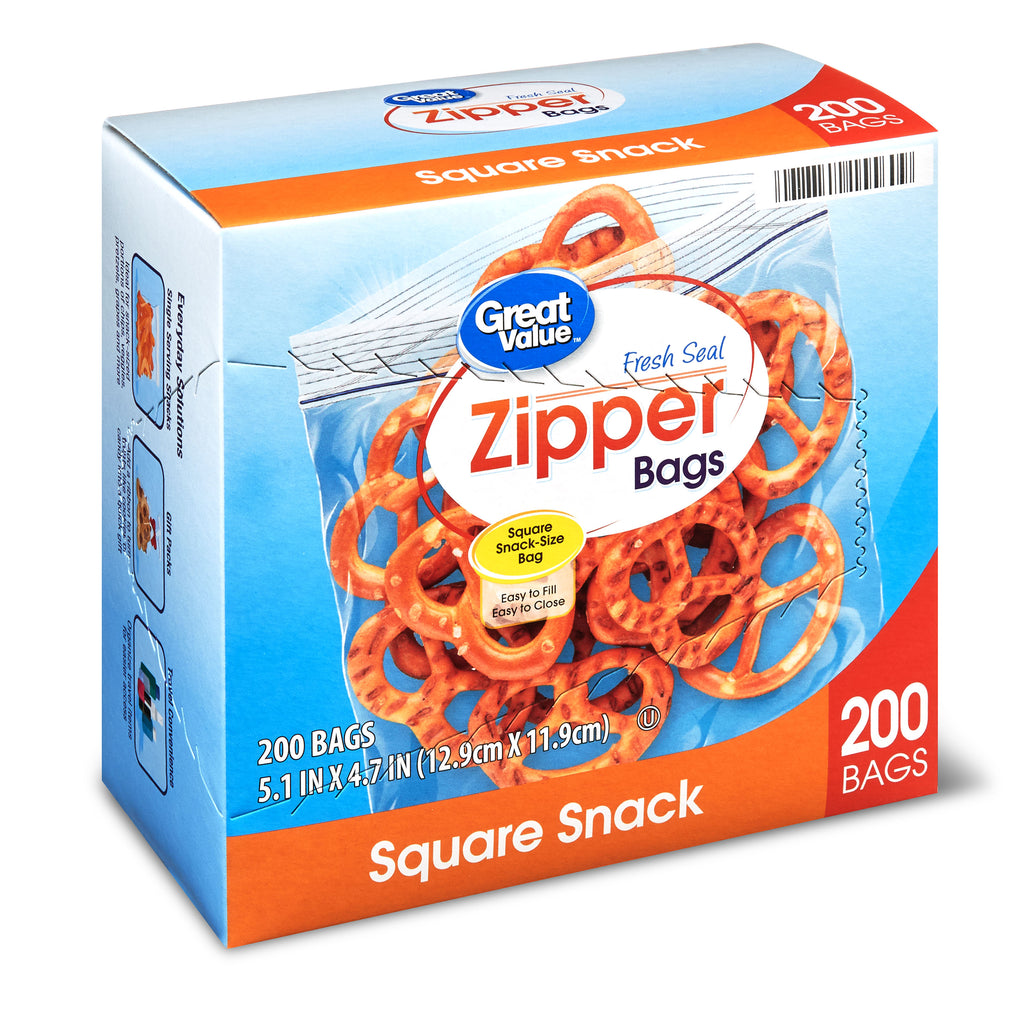 Zipper Square Snack Bags, 200 Count – BinTraining