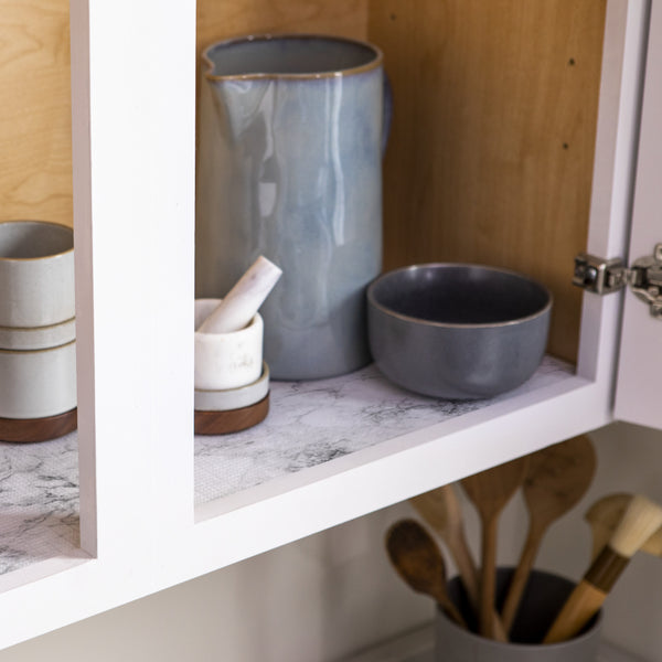 Smooth Top 20 In. x 6 Ft. Shelf Liner, Grey Marble