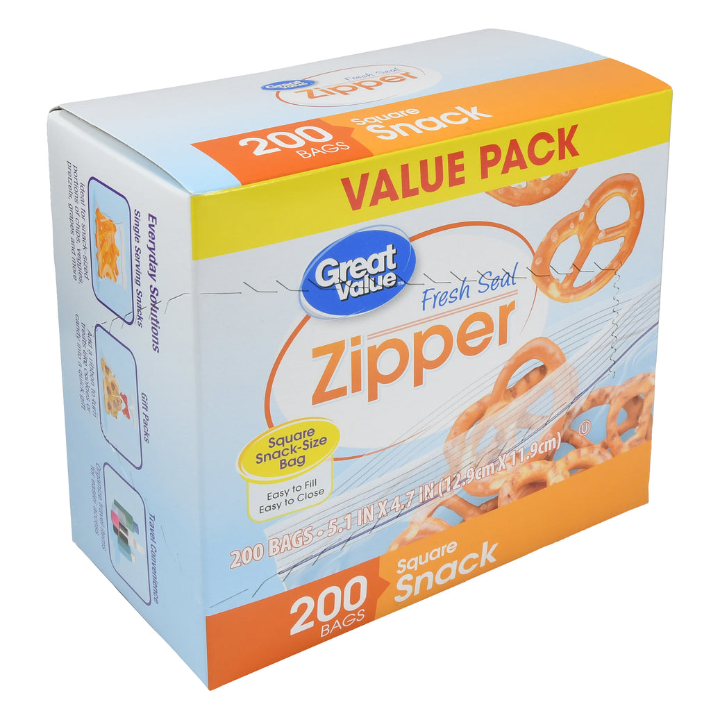 Zipper Square Snack Bags, 200 Count – BinTraining