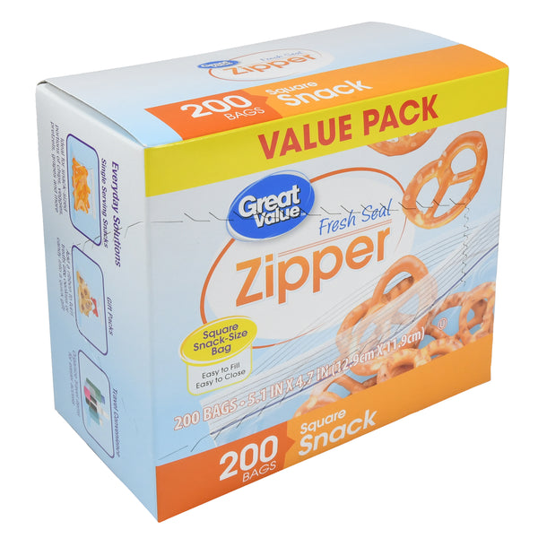 Zipper Square Snack Bags, 200 Count