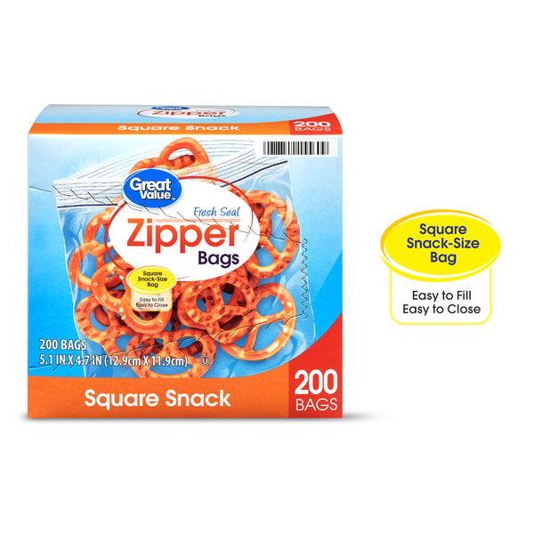 Zipper Square Snack Bags, 200 Count