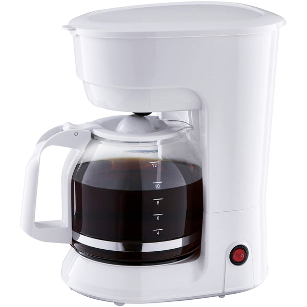  12 Cup White Coffee Maker with Removable Filter Basket